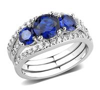 3W1566 - Rhodium Brass Ring with Synthetic Spinel in London Blue, Metal, No Gemstone