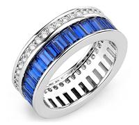 3W1568 - Rhodium Brass Ring with Synthetic Spinel in London Blue, Metal, No Gemstone