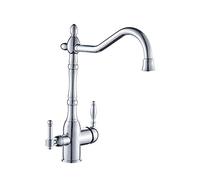3Way 3in1 Chrome Kitchen Faucet with Swivel Spout & Double Lever & Stylish for Clean Drinking Water Perfect for Modern Kitchens