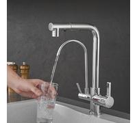 3Way Chrome Water Filter Faucet with Dual Mode Easy Installation Design for Clean Drinking Water Enhance Your Kitchen Experience