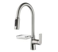 3Way Kitchen Faucet 360° Swivel Brass Mixer Tap 1Pull Water Filter Hot & Cold Pure Water Chrome Finish Extendable Design for Modern Kitchens