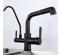 3Way Kitchen Faucet Swivel Brass Sink Mixer with Direct Drinking Water Purification Multifunctional Black Tap Ideal for Water PurifiersStylish Design