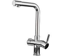 3Way Kitchen Faucet with 360° Rotation 3in1 Drinking Water Filter Outlet Elegant Black & Chrome Design Perfect for Modern Kitchens