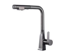 3Way Kitchen Faucet with Filter Gray Color PullDown Sprayer Single Lever Mixer Tap Rotatable Spout Kitchen Sink Faucet for Easy Water Control