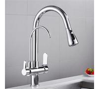 3Way Kitchen Faucet with Water Filter Tap Adjustable Sink Mixer Chrome Finish Easy Installation Modern Design for Home & KitchenModel 0195 Made in China