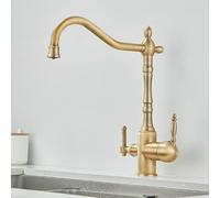 3Way Kitchen Faucet with Water FilterRetro Antique Mixer Tap 1 Hole Swivel Hot & Cold Water Ideal for ge Kitchen Decor