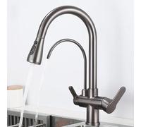 3Way Kitchen Mixer Tap with Swan Neck Grey h Removable Spray Gun forrinking Water Sink Faucet for Home Upgrade anFunctal Kitchen Accessory