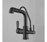 3Way Kitchen Sink Tap with PullOut Spray DualHandle Mixer 2 Spray Modes Water Purifier Stylish Black Finish for Easy Drinking and Cooking LWX