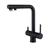 3Way PullDown Kitchen Faucet Rotatable Brass Multifunction Sink Tap Extendable Black Kitchen Mixer with Spray Modern Design for Home Use