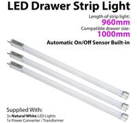 3x 1000mm LED Drawer Strip Light AUTO ON/OFF PIR SENSOR Kitchen Cupboard Door