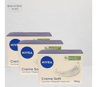 3X 100G Nivea Cream Soft Care Soap Bar Moisturizing Soap