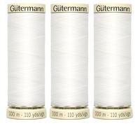 3X 100m Gutermann Sew-All Polyester Thread for Hand or Machine Sewing, White 800 - Bundled by GetInStyle Shop