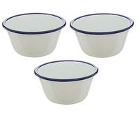 3X 10cm Enamel Pudding Basin