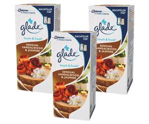 3x 10ml Glade By Brise One Touch Minispray,Fragrance Sensual Sandalwood & Jasmin