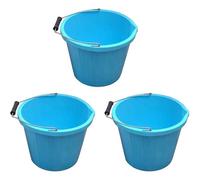 3X 14L Sky Blue Builders Bucket Metal Handle Pouring Lip Heavy Duty
