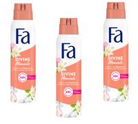 3x 150ml FA Divine Moments Deodorant Spray 48h Stops Bacteria 0% Aluminum Salts