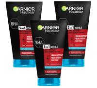 3X 150Ml Garnier Hautklar 3 In 1 Charcoal Anti Blackhead Cleansing Peeling Mask