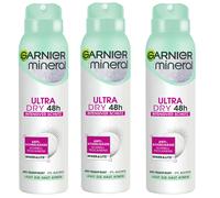 3x 150ml Garnier Mineral Ultra Dry anti Transpirant Spray 48h Intensive Case
