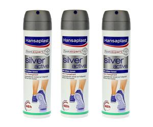 3x 150ml Hansaplast Foot Expert Silver Active Anti Perspirant Foot Spray 48h