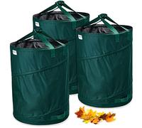 3x 170 litre pop-up garden waste sack green self erecting & stable | leaf sack | garden sack | green waste sacks foldable, large made of extremely robust polyester 220 g/m² (3x 170 litres)
