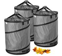 3x 170 litre pop-up garden waste sack grey self-erecting & stable | leaf sack | garden sack | green waste sacks foldable, large made of extremely robust polyester 220 g/m² (3x 170 litres)