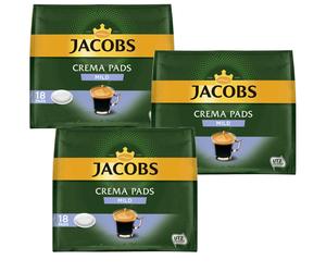 3x 18 Jacobs Crema Pads Mild Coffee Roasted Creamy Taste UTZ Certified