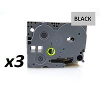 3X 18mm Width Laminated Label Tape for Brother P-Touch PT-1000. Black ON Matte Silver. 8m in Length. TZe-M941. See Description for List of Compatible Printers. TZ-M941