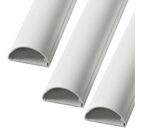3m (3X 100cm) - 30mm x 15mm White Trunking | Half Round Cable Conduit Cover | HDMI AV TV Ethernet & Audio Wire Ducting | Wall Tidy Management | Self-Adhesive Backing *Easy Install* | Skirting Home
