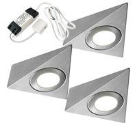 3x 2.6W Kitchen Pyramid Spot Light & Driver Stainless Steel Natural Cool White