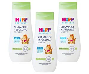 3x 200ml HiPP Baby Soft Shampoo + Conditioner Sensitive Organic Almond Extract
