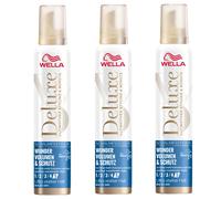 3x 200ml Wella Deluxe Wonder Volume & Protection Mousse Ultra Strong Hold