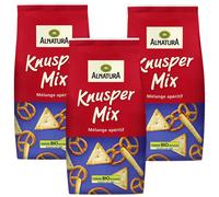 3X 250G Alnatura Organic Crunch Mix, Pretzel, Poppy Seed And Sesame Pastry