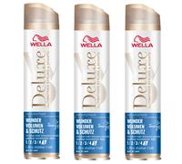 3X 250Ml Wella Deluxe Wonder Volume & Protection Hairspray Ultra Strong Hold 24H