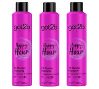 3x 300ml Got2b Happy Hour 24h Hairspray for Night Owls Extreme Hold