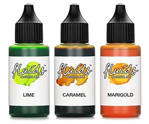 3X 30ml Octopus Fluids Alcohol Ink Set Lime, Caramel, Marigold for Fluid Art and Resin Art, epoxy Resin, epoxy
