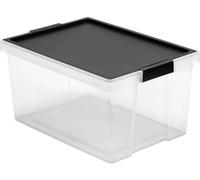 3x 35L Plastic Storage Boxes w/ Lids Stackable Home Office Organisers 37x51x26cm