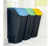 3x 35L Sorting Waste Bin Set Recycling Segregation Stackable Filter Compartment