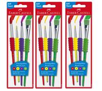 3X 4-Piece Set Faber - Castell Soft Touch Grip Brush Set Sizes 2, 6, 10, 12