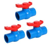 3X 40mm x 40mm Full Port Red Handle Lever U-PVC Ball Valve Blue