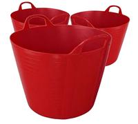 3x 42L Garden Home Flexible Tub Container Bucket FlexTub - MADE IN THE UK 42 Litre - Red