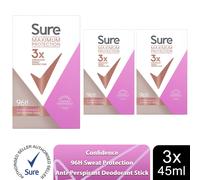 3x 45ml Sure Women 96 H Anti-Perspirant Deodrant Cream For Maximum Protection