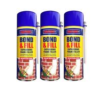3x 500ml Bond and Fill Expanding Foam Spray, Expanding Gap Filler for Insulation and Sealing, For Cracks, Holes and Gaps