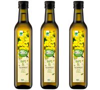 3x 500ml dmbio Bio Cold-Pressed Rapeseed Oil, Gluten-Free, Lactose-Free