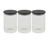 URBN-CHEF Clear Glass Storage Jars with Black Airtight Lids - Perfect for Coffee, Tea, Sugar and Spices - Available in 4 Sizes, Single, 3Pcs or 4Pcs Set