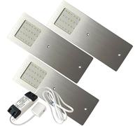 3 Pack | Bright 5W LED Low Profile Under Cabinet Panel Spot Lights & Driver Kit | Aluminium & Natural White | Kitchen Worktop Countertop Cupboard Unit Down Light | Modern Slim Lighting Fitting