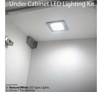 3x 5W LED Spotlight & Driver Kit Kitchen Cabinet Panel Light NATURAL WHITE