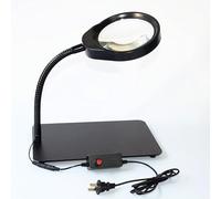 3X 5X 10X Magnifying Glass with Light and Stand, Adjustable Swivel Gooseneck Arms & Heavy Duty Base Plate for Precision Machinery Repair