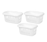 3x 60 Litre Ice White Hipster Laundry Basket High Grade Plastic Washing Clothes Linen Storage Bin Tidy Household