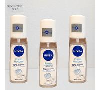 3x 75ml Nivea Fresh Natural Spray Deodorant 24h WITHOUT ALUMINUM long freshness