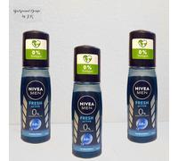 3X 75Ml Nivea Men Fresh Active Spray Deodorant 0% Aluminium 48H Protection